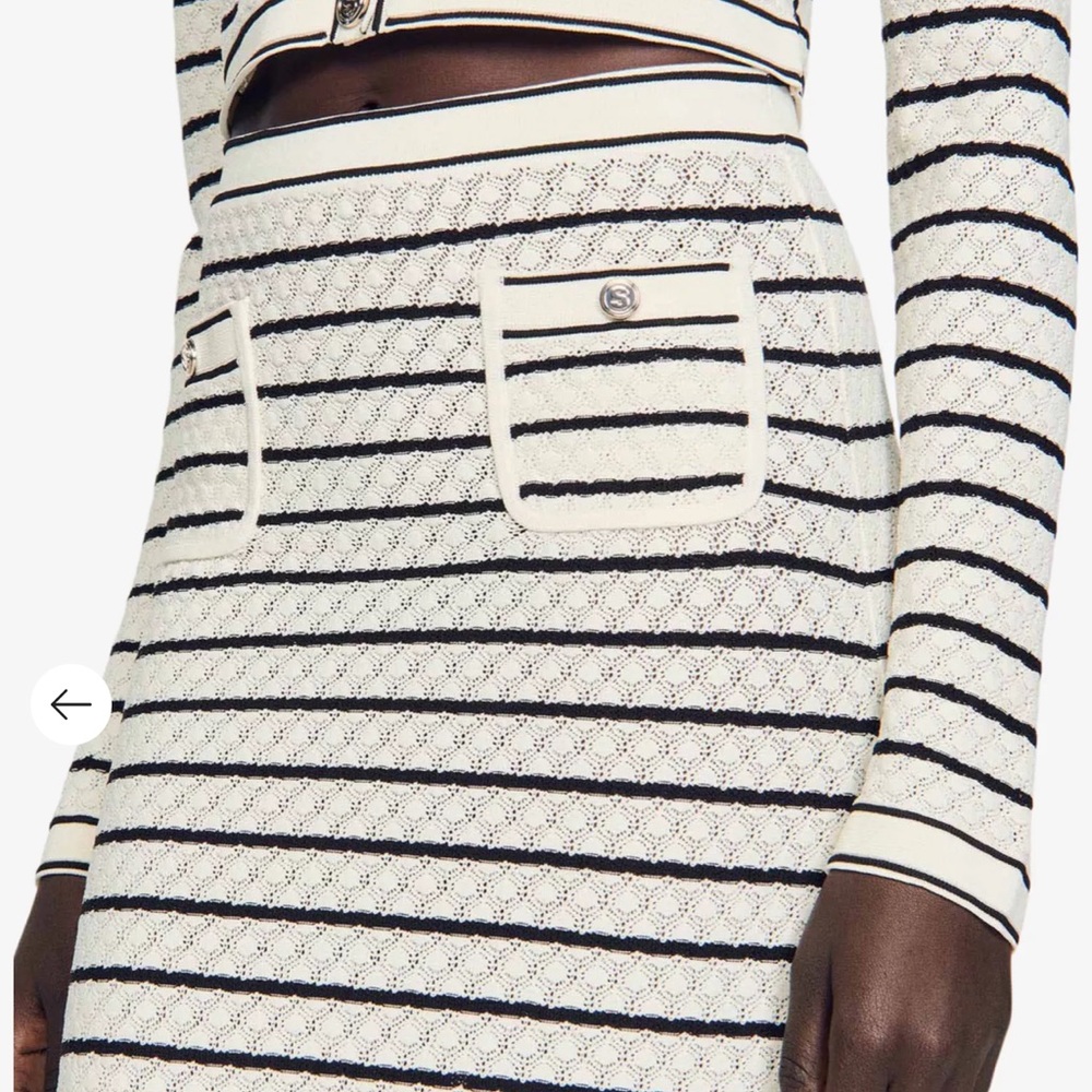 SANDRO Moline striped stretch-knit midi skirt - Picture 4 of 8